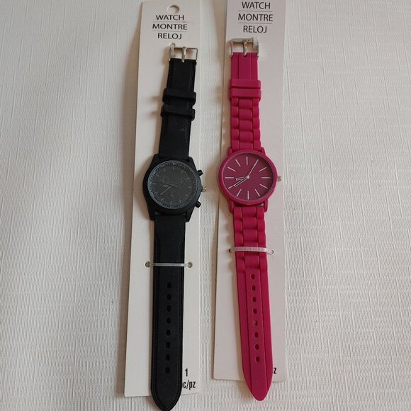PAIR of Watches BNIP Pink Watch Black Watch - Picture 4 of 4